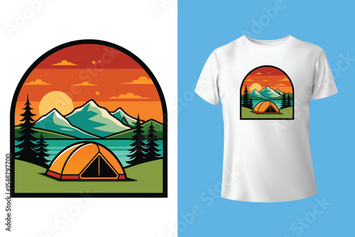 Adventure t-shirt design. Outdoor t shirt design. t-shirt design vector for print. Camping design vector illustration. Travel quotes for t shirt.