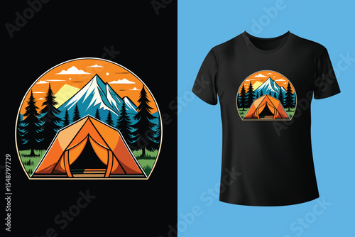Adventure t-shirt design. Outdoor t shirt design. t-shirt design vector for print. Camping design vector illustration. Travel quotes for t shirt.