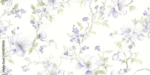 Delicate Floral Vines Seamless Pattern Pastel Botanical Print for Textile Wallpaper Design