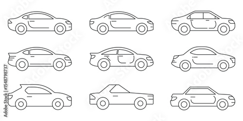 Car icon in different style vector illustration. two colored and black car vector icons designed in filled, outline, line and stroke style can be used for web, mobile, ui. Car icon vector illustration