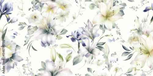 Serene Floral Watercolor Seamless Pattern Gentle Bloom Print for Textile Wallpaper Design