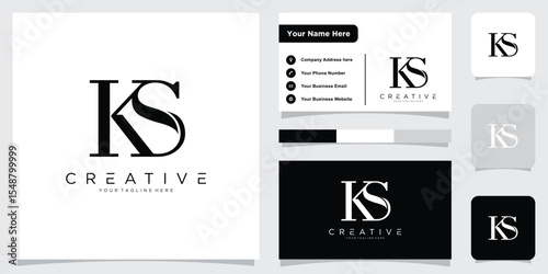 Luxury SK or KS Initial Monogram Text Letter Logo Design