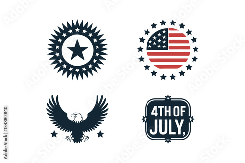 American patriotic emblems isolated on white background