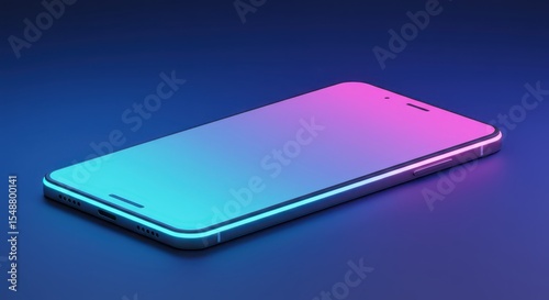 Sleek Smartphone Mockup with Vibrant Neon Gradient Glow Modern Technology Background