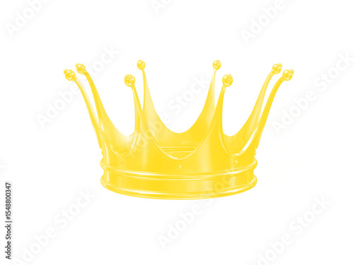Bright golden crown with smooth curves on clean white background
