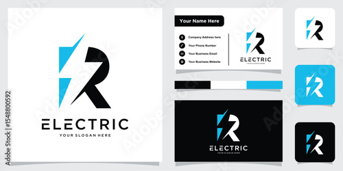 Electricity Logo Initial Letter R, creative Electricity logo letter R, R logo, Vector Illustration