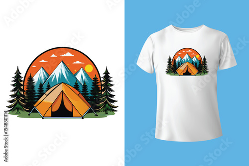 Adventure t-shirt design. Outdoor t shirt design. t-shirt design vector for print. Camping design vector illustration. Travel quotes for t shirt.