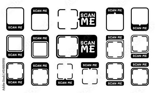 set of Scan qr code. Scan me. QR codes for smartphone. QR code with inscription scan me with smartphone. Scan me icon. Scan qr code icon for payment