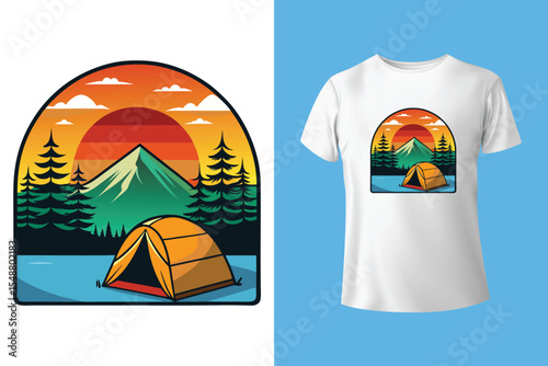 Nature embrace our camping grace. Camping t-shirt design Vector graphics. Shirt design, T shirt Design vector, apparel, outdoor, adventure, camp. Nature