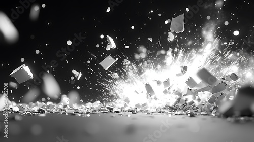 Grayscale Animation of a Shattered Explosion
