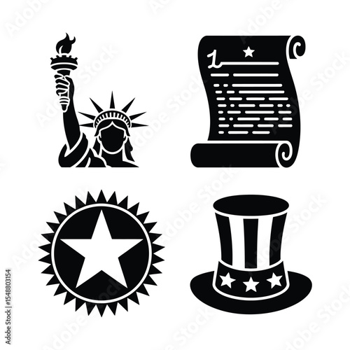 Patriotic icons isolated on white background