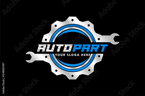 auto part spare parts vector logo illustration emblem design isolated on black background car repair	