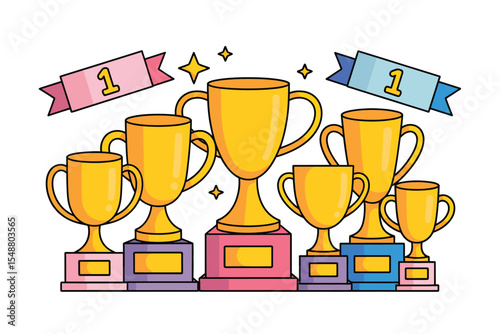 Gold Trophy Awards Collection First Place Winner Celebration