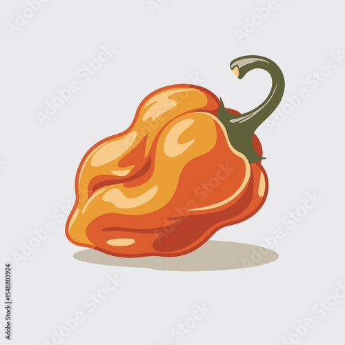 Vibrant Orange Habanero Pepper Illustration