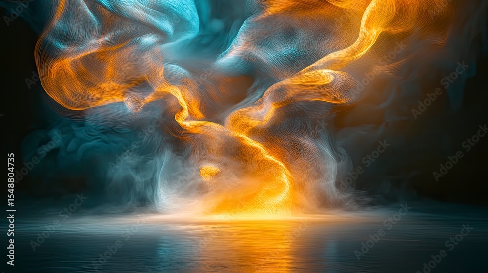 Fototapeta premium Abstract smoke swirls on a reflective surface