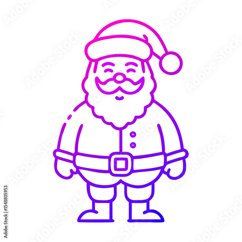 Christmas Santa Claus vector icon simple jolly cartoon character in outline style for holiday design marketing illustration