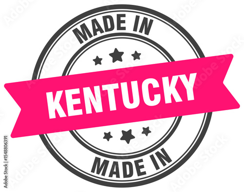 Made in Kentucky round sign. Made in Kentucky stamp.