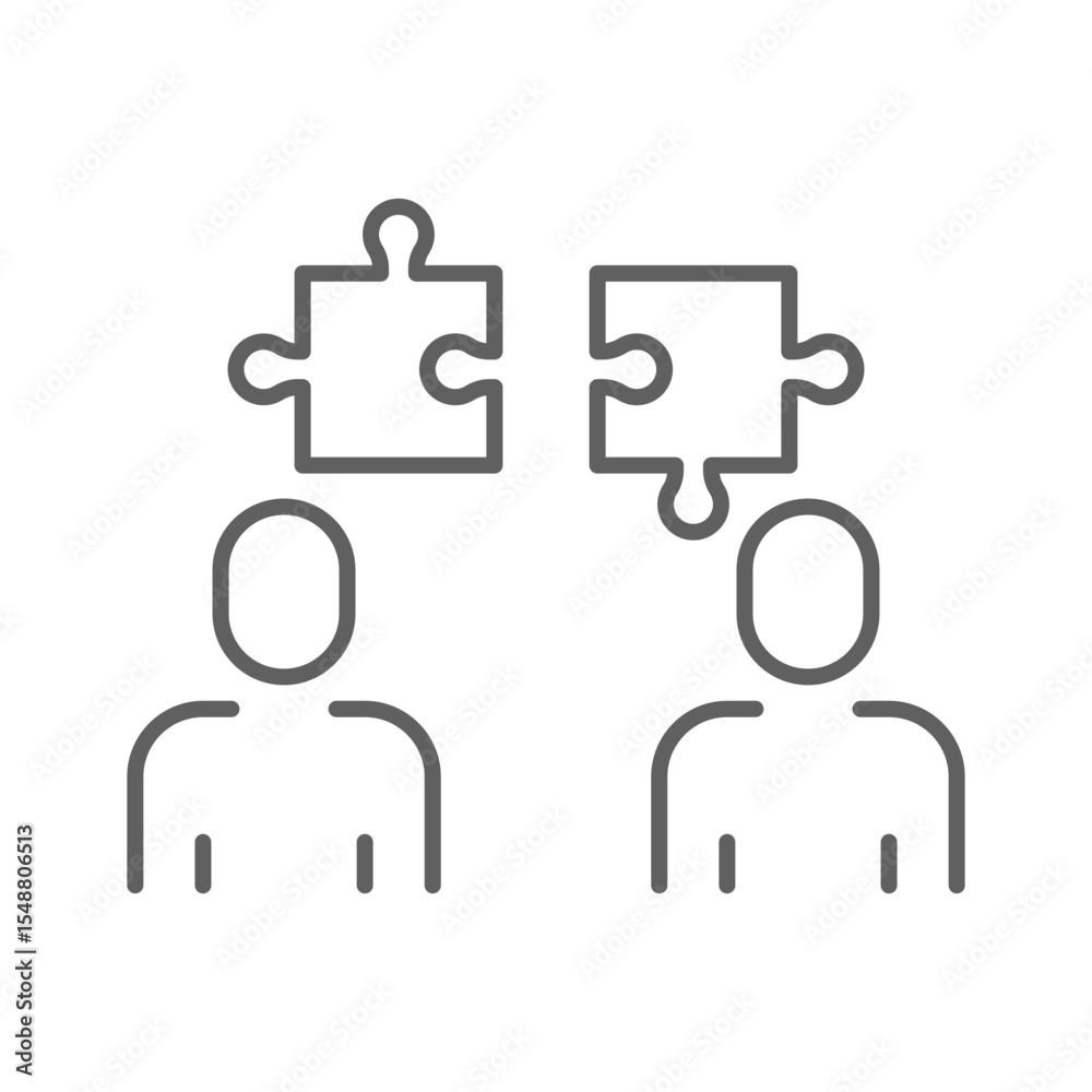 Team Misalignment Icon Vector Outline Symbol of Two People With Incompatible Puzzle Pieces Representing Collaboration Conflict and Communication Gap Team Misalignment Icon Vector Outline Symbol of Two People With Incompatible Puzzle Pieces Representing Collaboration Conflict and Communication Gap