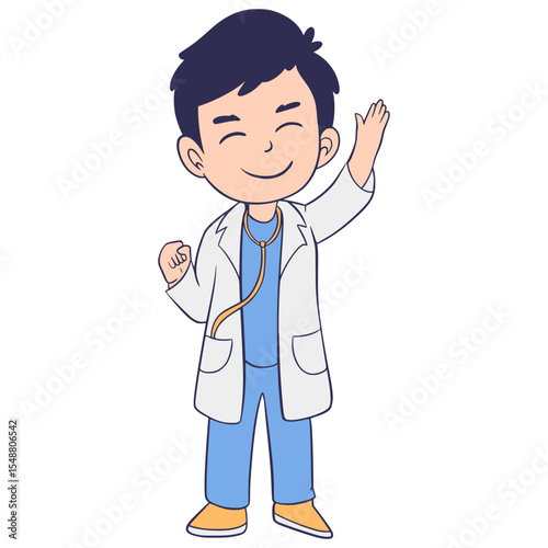 doctor with stethoscope Character Illustration Kid