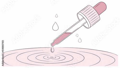 Serum dropper illustration for skincare routine and beauty product application with liquid drop effect