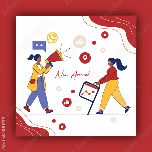 New arrival label, badge or banner design element template