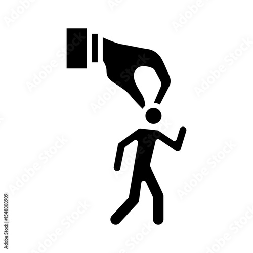 Micromanagement Escape Icon Glyph Style Employee Running Away from Controlling Boss Workplace Stress Solid Black Silhouette Symbol of Overwork and Pressure