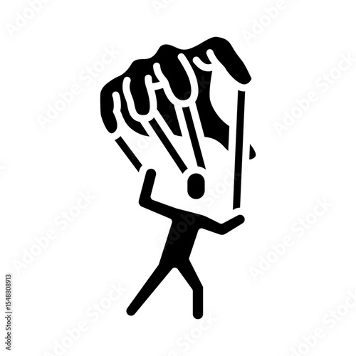 Micromanagement Control Icon Glyph Style Solid Black Silhouette Boss Controlling Employee Like Puppet Workplace Power Abuse Stress Symbol