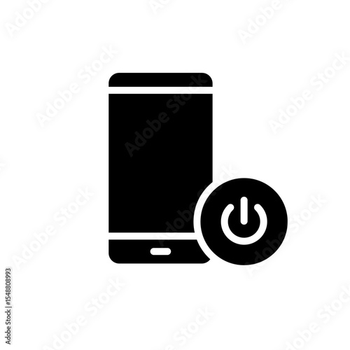 Digital Detox Smartphone Power Off Glyph Icon Solid Black Silhouette for Wellness Break Technology Shutdown UI UX Interface Symbol Vector Design