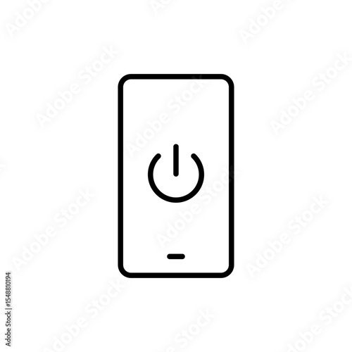 Minimal Smartphone Icon with Centered Power Button Symbol Vector, Line for Digital Detox, Calm Tech Use, Screen Off Mode, Mindful Mobile Shutdown