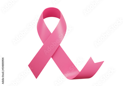 Elegant pink ribbon symbolizing breast cancer awareness isolated against a black background