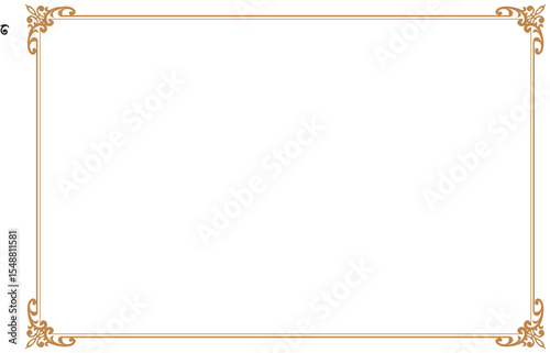 Elements of ornate vintage frames. Border gold on white classic calligraphy swirls, floral motifs. Design print for greeting cards, wedding invitations, restaurant menu, royal certificates. Set 347
