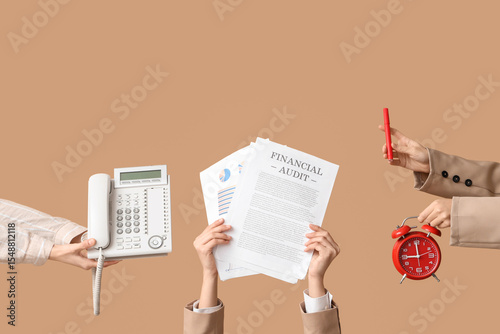 Female hands with telephone...