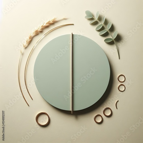 Soft sage green with an offset thin gold vertical line for minim