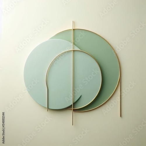 Soft sage green with an offset thin gold vertical line for minim