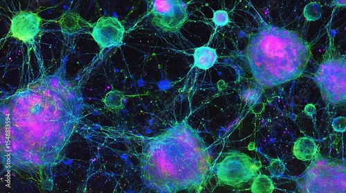 Fluorescent microscopic view of neural cells