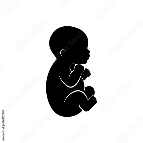 Newborn baby silhouette icon vector flat design.