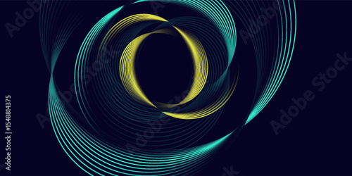 Abstract background with spiral circle lines, technology futuristic template. Vector illustration.