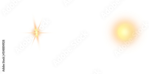 Bright light lens, light effect reflections, neon illumination on transparent background.