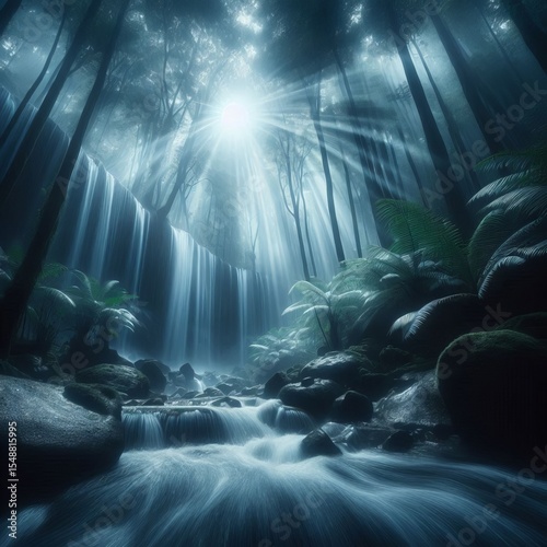 Rainforest waterfall for each project