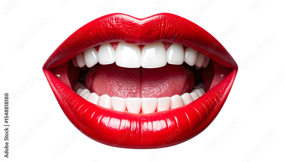 Obraz premium Red lips with perfect white teeth smiling widely