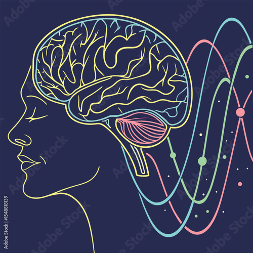 AI brain animation made of glowing data lines