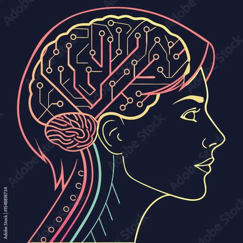 AI brain animation made of glowing data lines