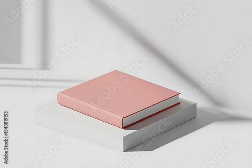 An open hardcover book displaying both blank pages and a blank cover, providing comprehensive design possibilities mockup
