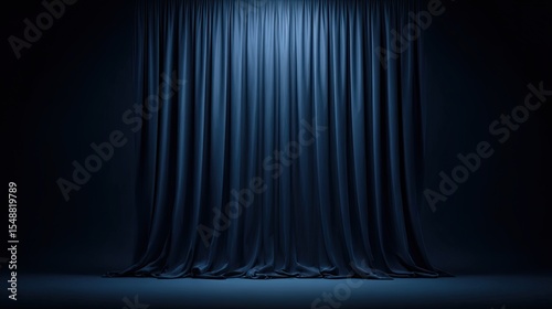 Wallpaper Mural Elegant Blue Fabric Curtain Draped in Dark Studio Lighting Torontodigital.ca