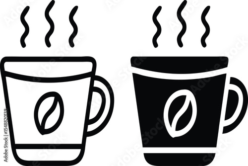 Minimalist Coffee Cup Icon – Black & White Line Art of Disposable Hot Beverage