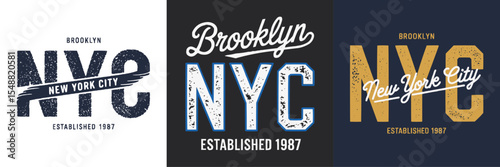 Vintage Brooklyn NYC New York City Established Distressed Typography Design for Urban Apparel, Retro T-shirts, City Souvenirs, and Grunge Style Product Graphics