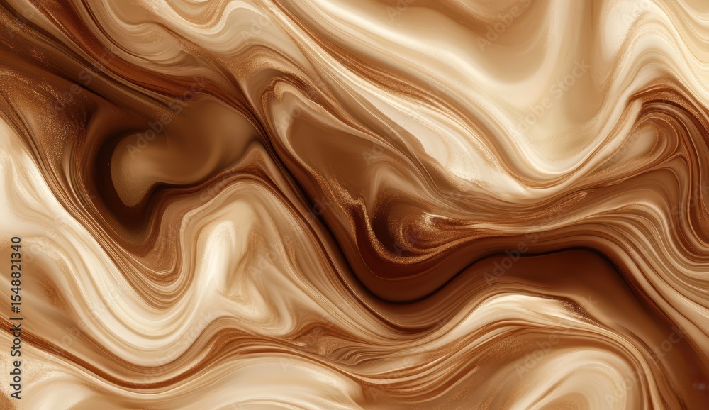 Abstract marbled design, flowing liquid patterns in warm brown and beige tones Abstract marbled design, flowing liquid patterns in warm brown and beige tones