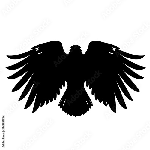 eagle silhouette with wings spread upward in front view