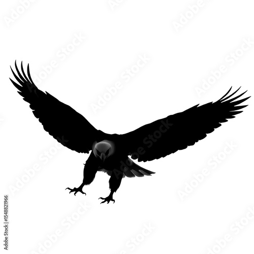 eagle silhouette attacking with claws forward