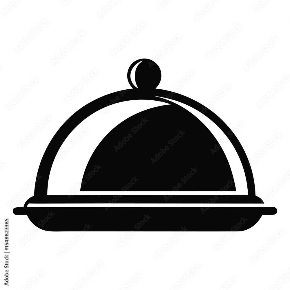 Simple black and white cloche illustration for restaurant or food-related designs. Simple black and white cloche illustration for restaurant or food-related designs.